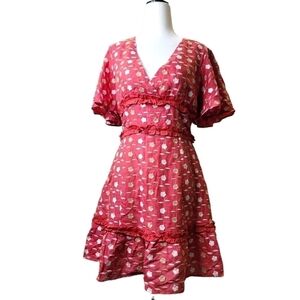 Red Carter embroidered Floral Dress